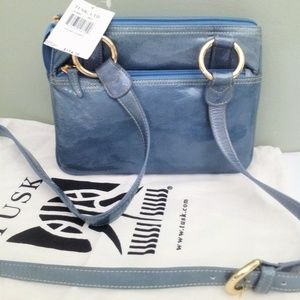 TUSK Crossbody Bag Soft Patent Leather Sky Blue